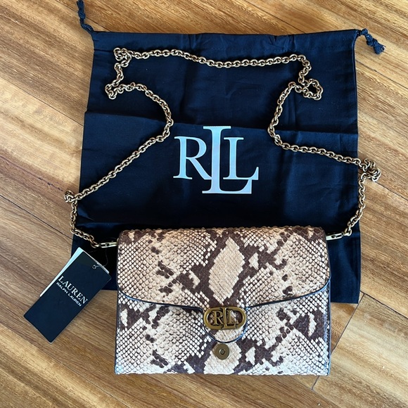 Ralph Lauren Adair crossbody faux snake skin purse - Picture 2 of 5